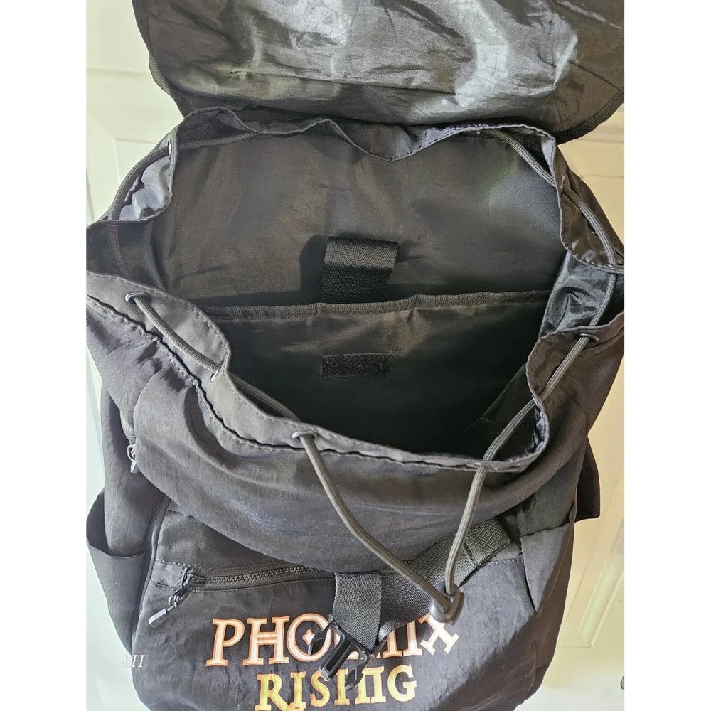 Phoenix Rising Black Drawstring Backpack Book Bag Laptop School Travel Gaming...